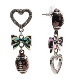BETSEY JOHNSON Brown Mismatched Love Football Earrings